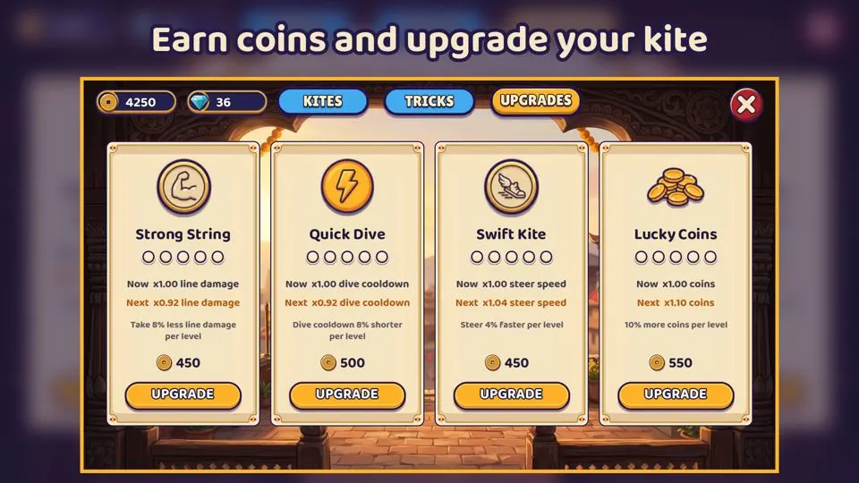 Upgrades in the shop
